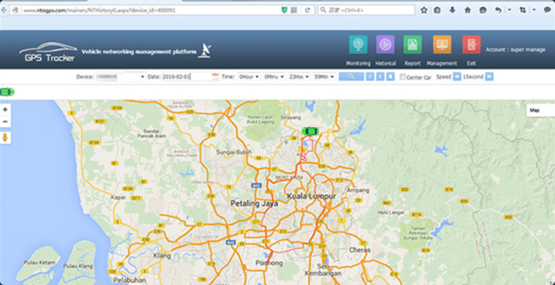 NTO GPS Tracker web monitoring interface
