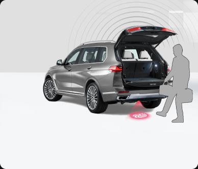 Laser kick smart tailgate sensing graphic